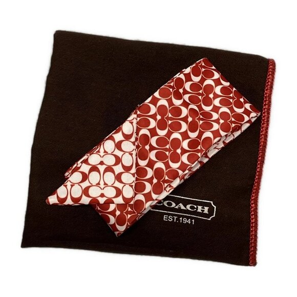 Auth COACH Signature Cricket Shoulder Bag 10566S Khaki Red Jacquard Leather - Picture 6 of 16